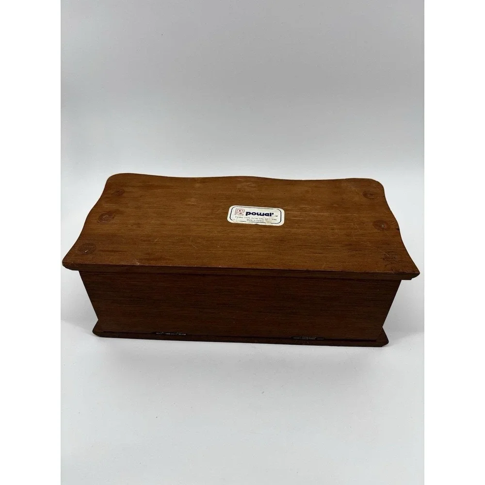 Vintage Mele Wooden Flip Top Jewelry Box Table Top Drawers Ring Holder Trinket
